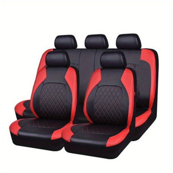 Upgrade uw auto-interieur met 9 stuks / set gewatteerde lederen draadpersstoelhoezen - Airbag-compatibel en ademend!_voghion.com