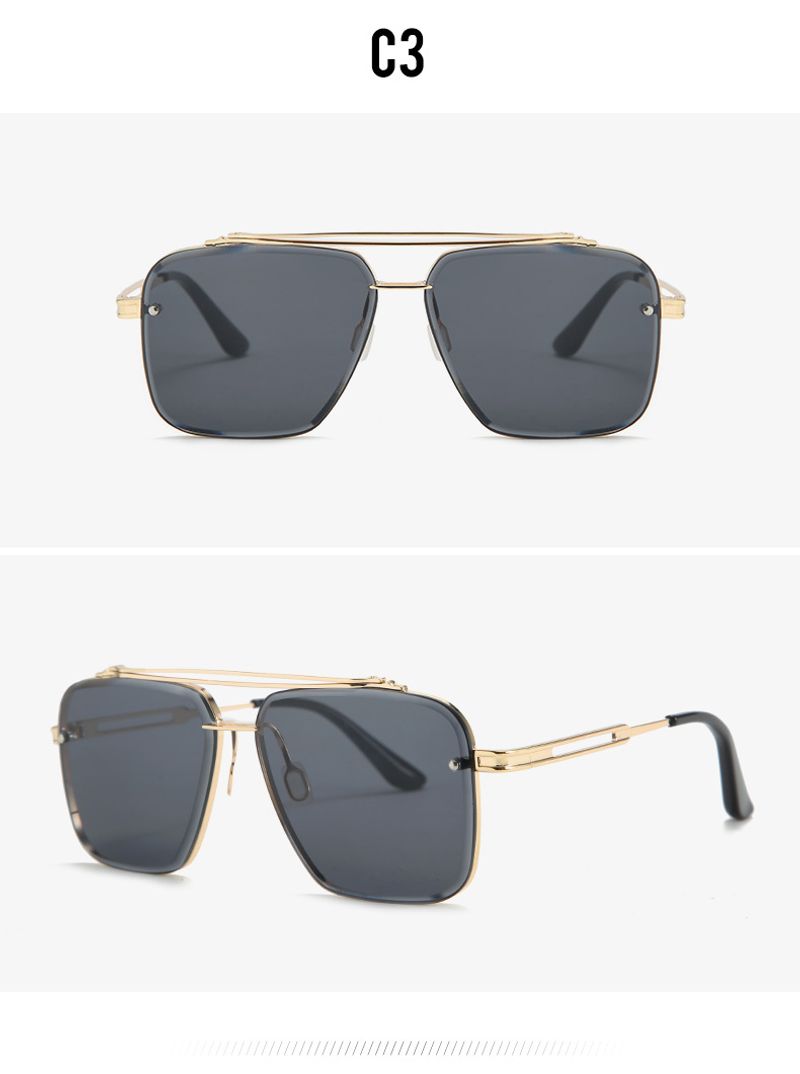 Unisex Fashion double beam cut edge metal sunglasses men's street shot hipster sunglasses_voghion.com