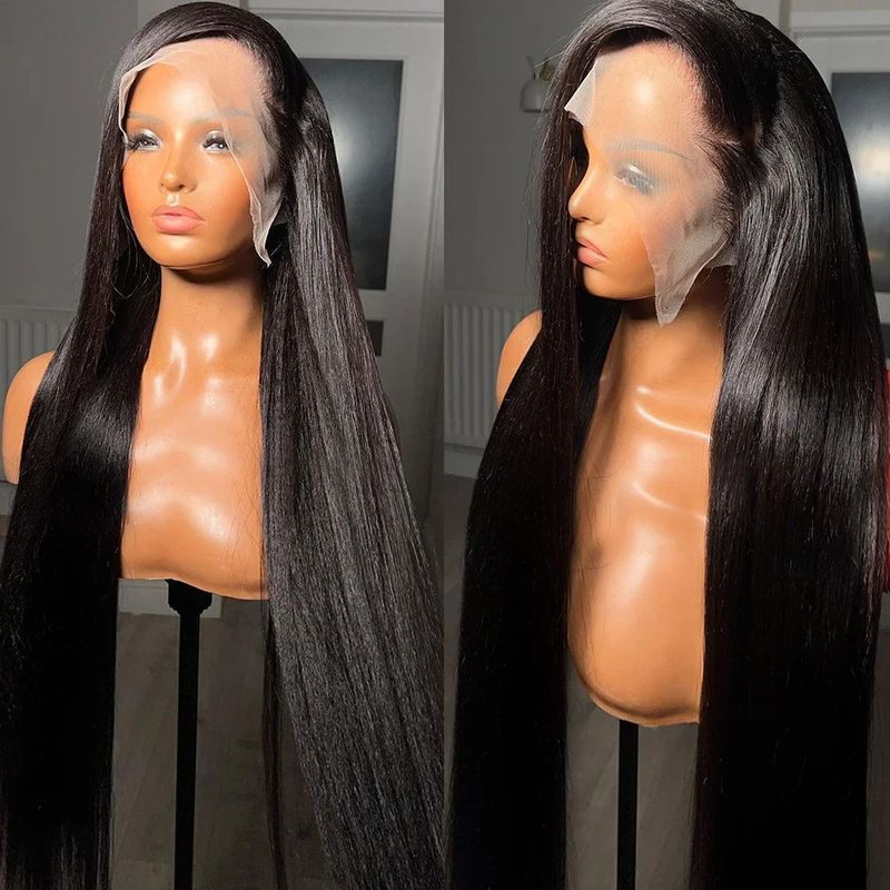 hot selling hot selling 30 40 Inch Straight Front 13x4 Glueless Pre Plucked Transparent Lace Frontal Wigs For Women Brazilian Human Hair_voghion.com