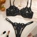 Intimo da donna di grandi dimensioni, intimo divertente ed emozionale, trasparente, con ricamo floreale, sexy, puro desiderio, set di biancheria intima divertente_voghion.com