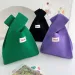Handgemachte gestrickte warme Mini-Knoten-Handgelenktasche Fem lässige Farbe breite Streifen Leinwandbindung Handtasche wiederverwendbare Einkaufstasche Y241106_voghion.com