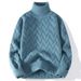 Suéter de punto oversize de cuello alto para hombre, ideal para el invierno. Suave y elegante, perfecto para un look casual y urbano (azul, caqui, rojo, gris, blanco, negro)._voghion.com