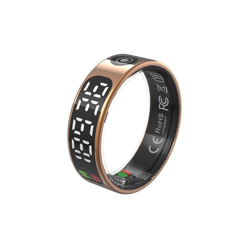 Chytrý prsten TK9 s dotykovým displejem - měření tepové frekvence, kyslíku v krvi, sledování spánku a kroků, Bluetooth 5.0, vodotěsný fitness prsten s certifikací IP68_voghion.com
