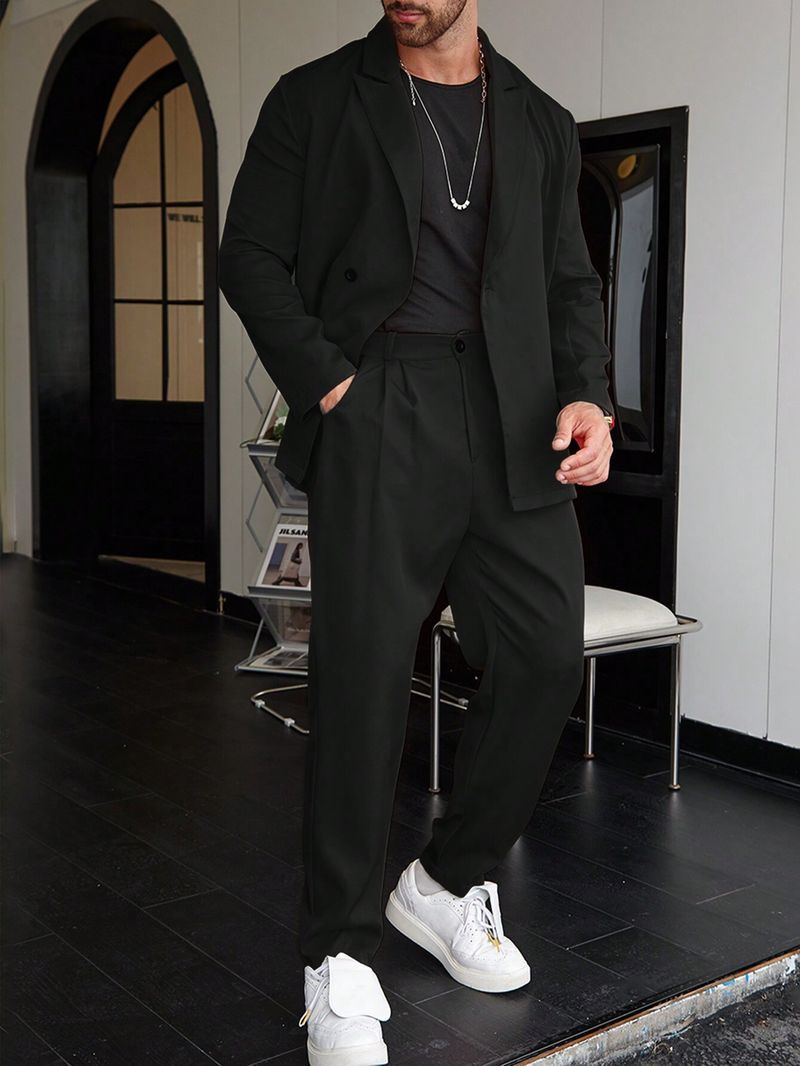 Men's Clothing Four Seasons Trend High Quality Solid Color Suit Trousers Set WL008 MR7_voghion.com