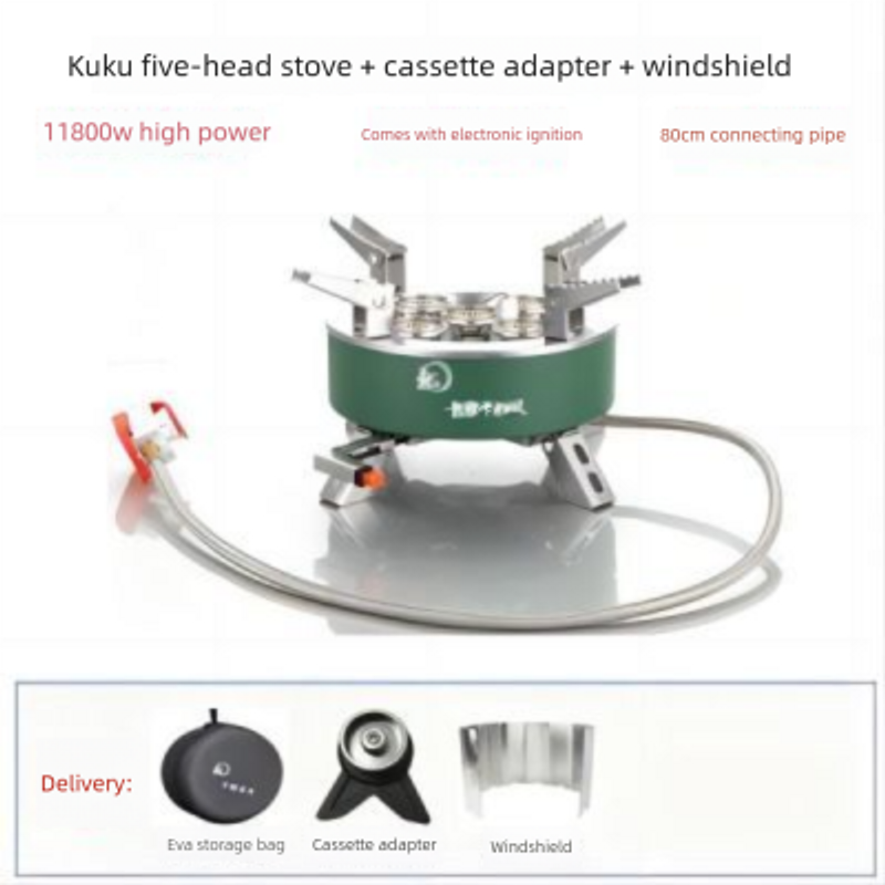 Réchaud d'extérieur à cinq brûleurs Kaku Zhufeng, haute puissance, coupe-vent, avec cuisson électronique intégrée, simple et pratique_voghion.com