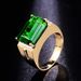 New Domineering Plated Color Inlaid With Emerald Rectangular Ring, Men's Living Ring_voghion.com