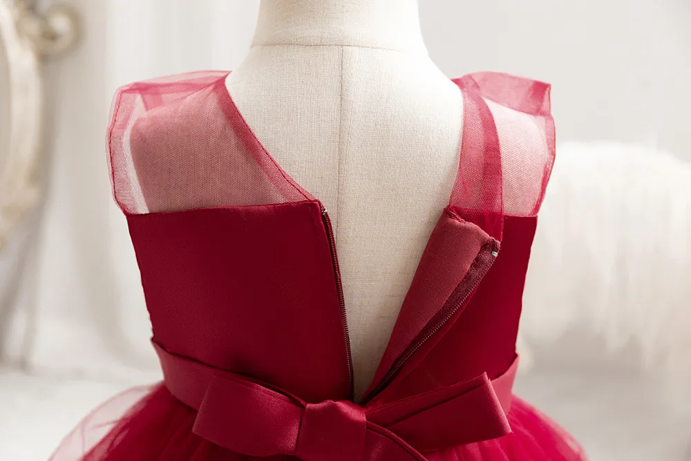 Kids Clothing baby party dress cross border foreign trade girl wedding dress children's celebration sequined mesh dress_voghion.com