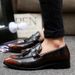 2025 New Spring And Autumn British Style Men's Shoes Tassel Patent Leather Loafers Fashion Trend Korean Version Slip-On_voghion.com