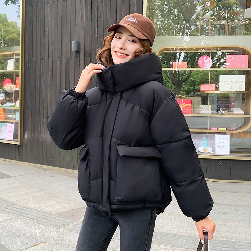 Women's down jacket for women loose fluffy bread coat short hooded thickened winter coat_voghion.com