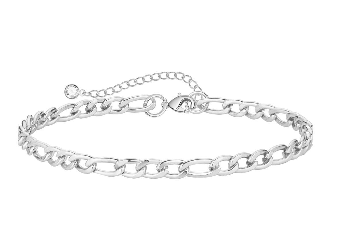 Set di cavigliere a forma di cuore con zircone e graffetta cubana in acciaio inossidabile a doppio strato, Yiwu_voghion.com