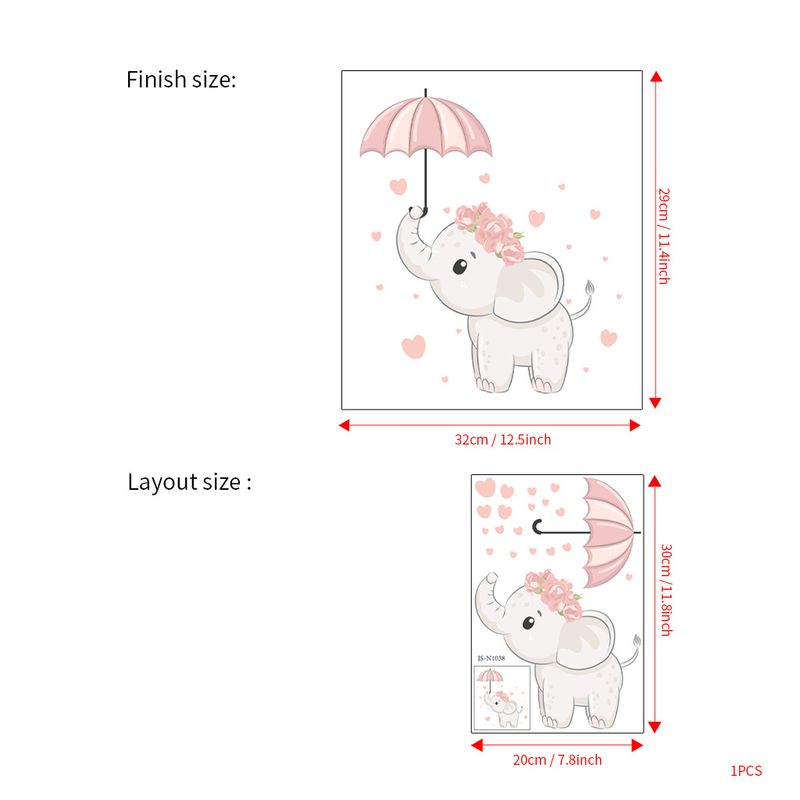 Pink Elephant Princess Umbrella N1038 DIY Matte PVC Decorative Toilet Sticker_voghion.com