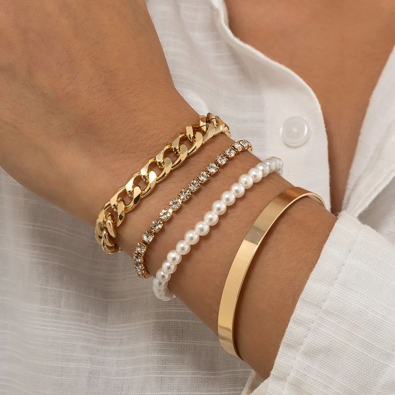 Set di perline cubane in stile bohémien per donna, bracciale multistrato con perle e strass lucidi_voghion.com
