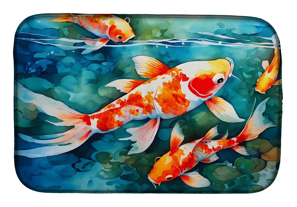 Koi Fish Dish Drying Mat Absorbent Dish Drying Mat Pad for Kitchen Counter Dish Drainer Mat for Countertop, 14 x 21", Multicolor_voghion.com