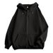 Solid Color Plain Sweatshirt Ins Style Loose Zipper Thickened Hooded Jacket_voghion.com