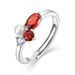 Delicato anello aperto in argento Sterling S con perle d'acqua dolce e melograno rosso_voghion.com