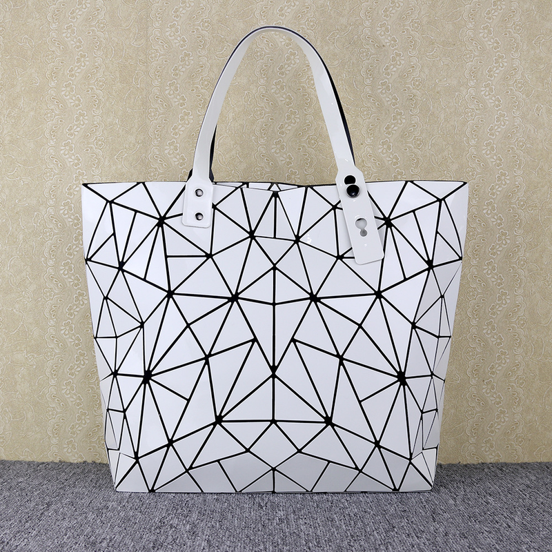 new geometric diamond PU shiny large capacity handbag Women's versatile folding deformation shoulder bag_voghion.com