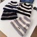 Japanese Retro Letter Small Label Striped Large Version For Women Autumn Winter Warm Versatile Knitted Slouchy Hat_voghion.com