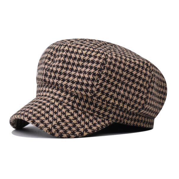 Beretă octogonală din mătase strălucitoare, simplă și la modă, versatilă pentru studenți, versiunea coreeană, la modă, faimoasă pe internet_voghion.com