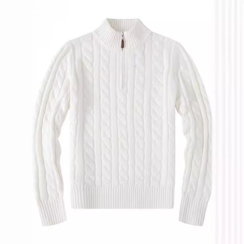 RL Pony Embroidery Men's Sweater Half High Zip Knit Business Polo Backing Shirt Fried Dough Twists_voghion.com