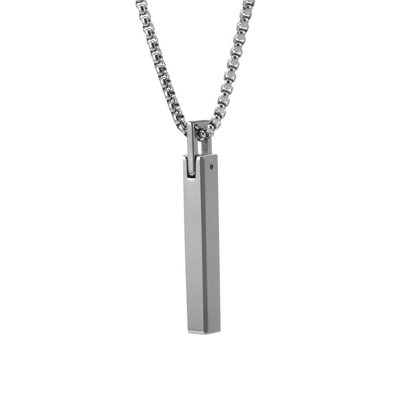 Herren-Halskette mit Wolframstahl-Anhänger – Geometrisches Design, minimalistischer Modeschmuck mit Edelstahlkette für Freizeit- und formelle Kleidung_voghion.com