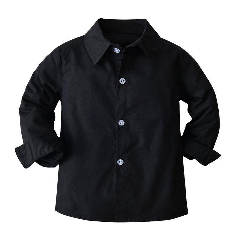 Black Long-sleeved Shirt For Children Children's Shirt For Boys Baby Long-sleeved Base Shirt_voghion.com