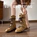 Women Boxing Boots Cowhide Version~5Cm Height-Increasing Thick-Soled Boxing For Women Upgraded Version Duck Hunting Belt Buckle Design_voghion.com