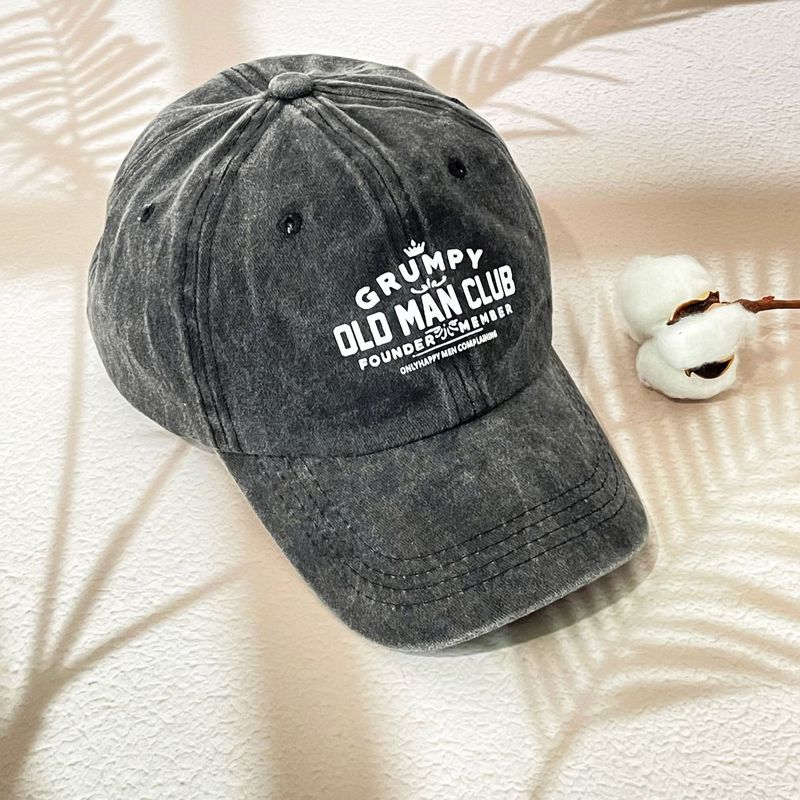 Gorra de béisbol de vaquero lavada con estampado de alfabeto unisex, tendencia de moda para hombres y mujeres, protección solar, deportes_voghion.com