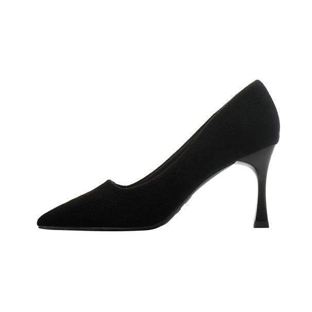 MTX Student Etiquette High Heels 2025 Spring New Mid-Heel Black Suede Professional Work Shoes For Women_voghion.com