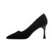 MTX Student Etiquette High Heels 2025 Spring New Mid-Heel Black Suede Professional Work Shoes For Women_voghion.com