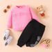 Mother&Kids Round neck long sleeve printed letter top and black trousers baby girls casual two-piece suit_voghion.com