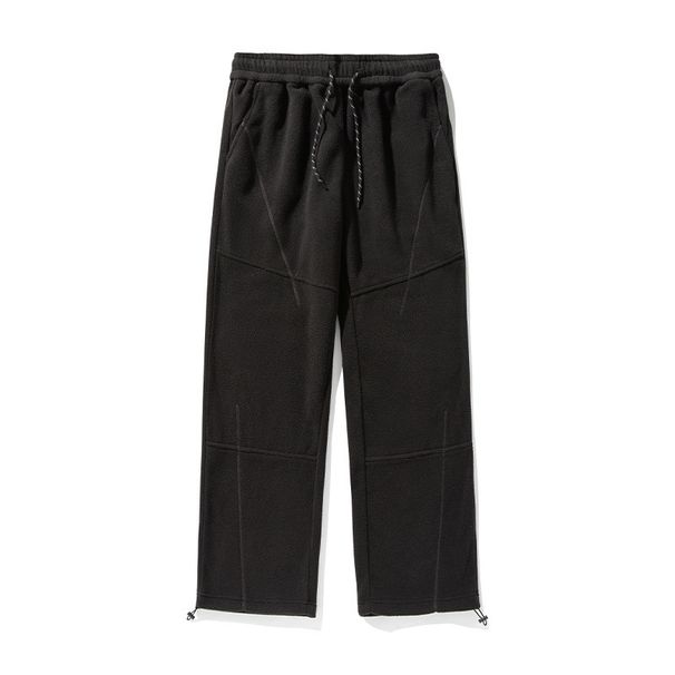 Pantalon décontracté en polaire pour homme, coupe ample, coutures fendues, style japonais, jambes larges et ajustables, collection printemps Q_voghion.com