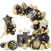 Conjunto de globos digitales 2025 Decoración con globos de Feliz Año Nuevo con borde cruzado Combinación de globos de película de aluminio negro y dorado_voghion.com