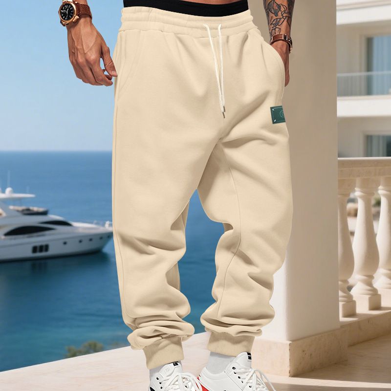 ​​"Herren-Jogginghose mit Samtbündchen – Locker sitzende Freizeithose für den Winter (Schwarz/Grau/Apricot, S-XXXL)"​​_voghion.com