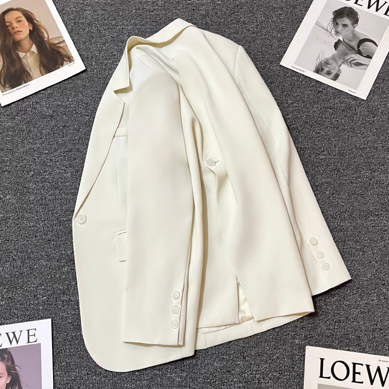 Dark gray spring and autumn new suit jacket for women 2024 design with one button on the back, elegant slit suit trend_voghion.com
