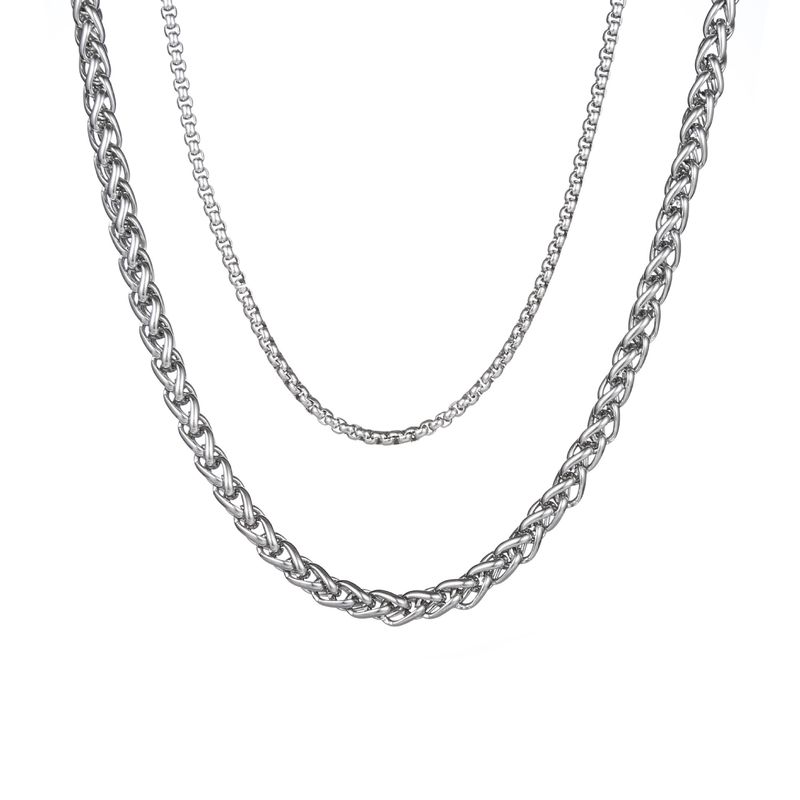 Collana da uomo alla moda di alta qualità, design Hip Hop, doppio strato, collana impilabile, semplice, ragazzi, catena in acciaio al titanio_voghion.com