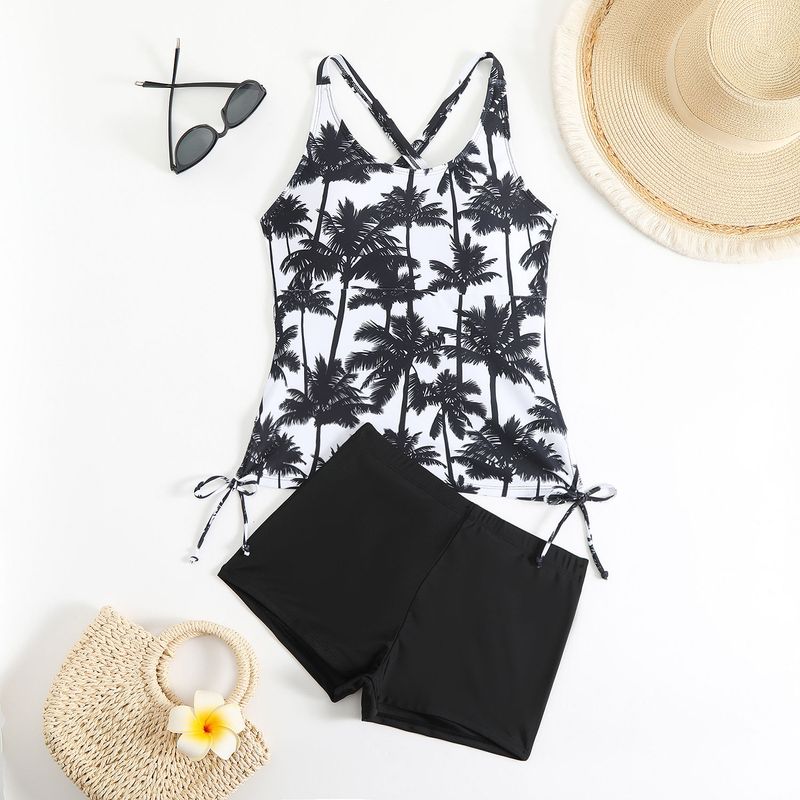 Maillot de bain tankini deux pièces à imprimé cocotier pour femme, modèle conservateur, nouveauté 2025_voghion.com