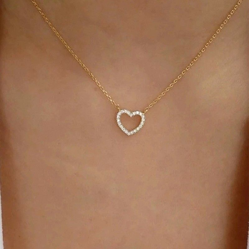 nuova collana con ciondolo a forma di cuore pesca con catena a doppio strato con diamanti impilabili e creativa a forma di serpente con catena a forma di osso per le donne_voghion.com