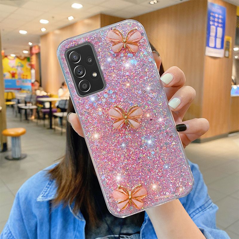 3D Schmetterling Glitter Pailletten Weiche Silikon Fall Für oppo A9 2020 A5S A3S A31 A8 A91 A52 A72 A92 A83 a15 A53 Zurück Abdeckung C_voghion.com
