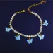 Acrylique papillon femmes bracelets de cheville glacé chaîne de Tennis jambe Bracelet strass Sier or Animal pendentif breloques mode_voghion.com