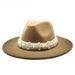 New wool top gradient felt autumn winter large brim men's and women's jazz high-end pearl British style hat_voghion.com