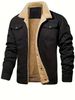 2024 Autumn Winter New Oversized Men's Polyester Fleece-Lined Workwear Short Sleeve Jacket Youth British Style Turn-Down_voghion.com