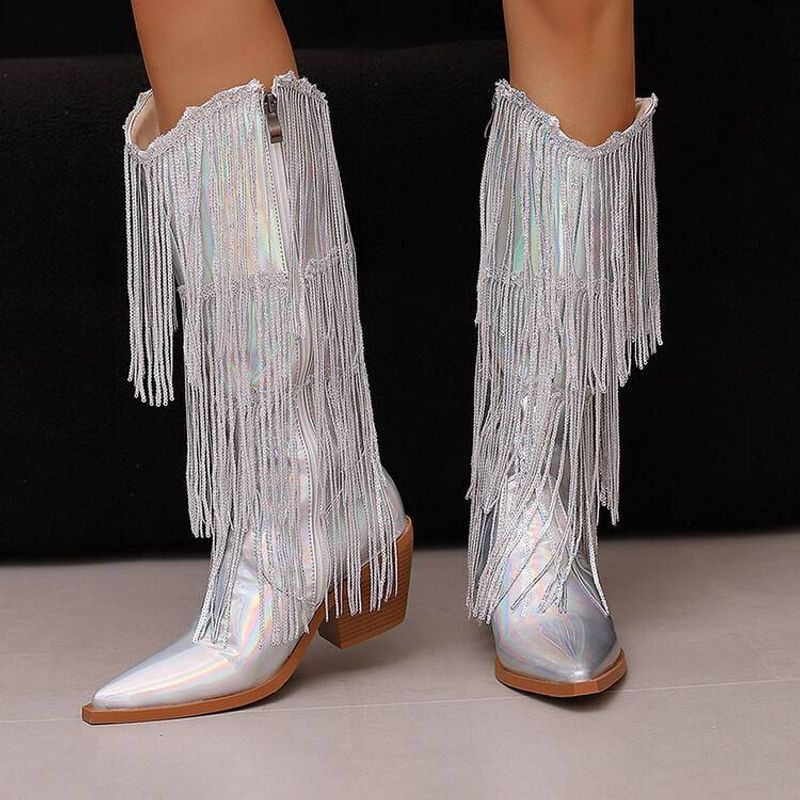 Autumn and winter new tassel tip color thin veet skin-friendly inner side zipper fashion women's boots_voghion.com