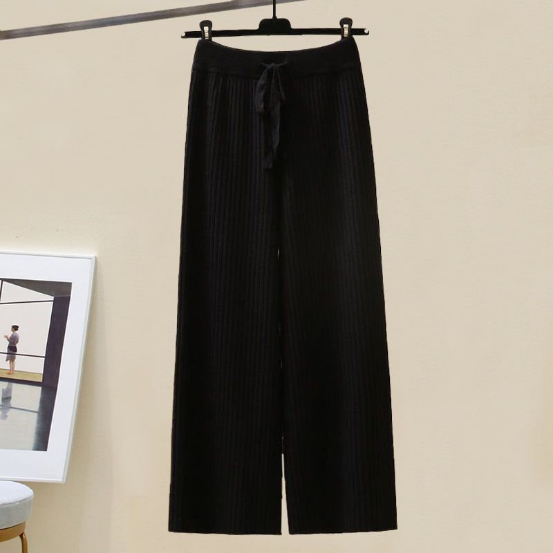 Women's Clothing Outfit With High Gentle Sweater Knitted Wide Leg Pants Suit Goddess Two Piece Suit_voghion.com