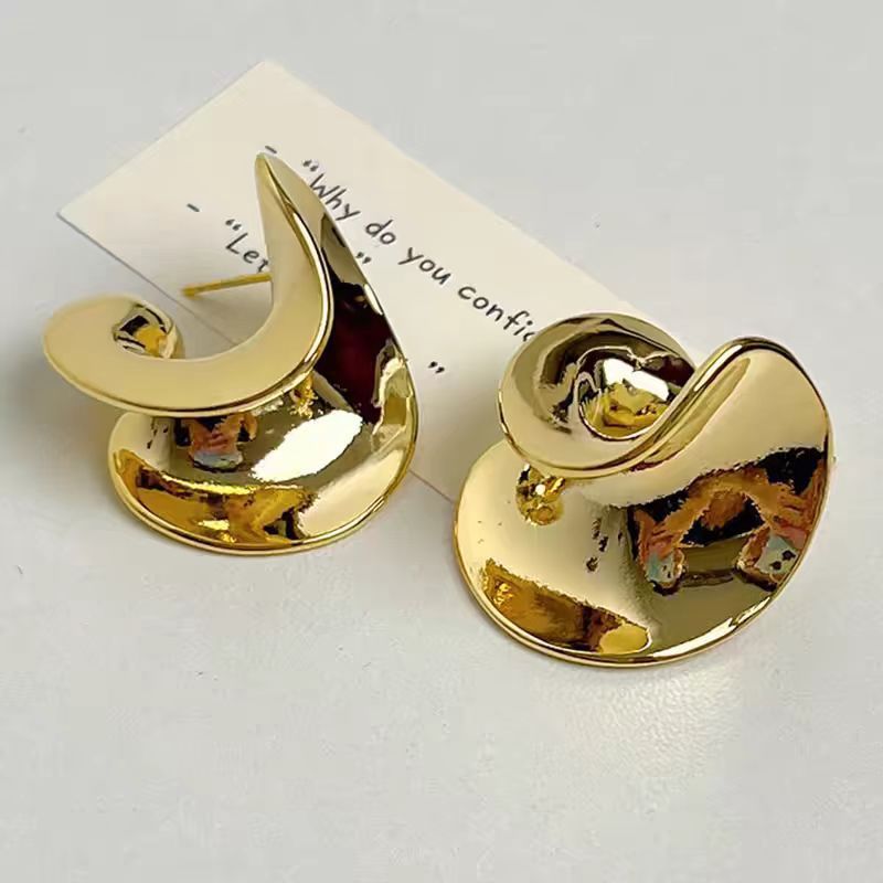 Orecchini da donna versatili, di alta qualità, con design unico, minimalista, a spirale, in metallo, esagerati e alla moda._voghion.com