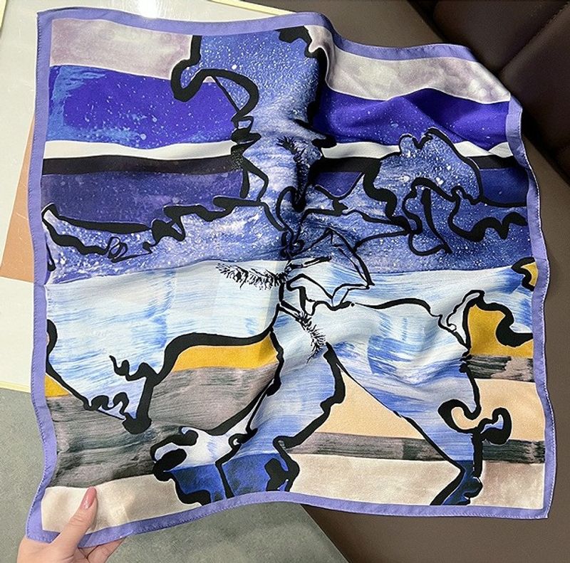 Temperament Purple Women 2024 New Small Square Towel 100% Mulberry Silk Spring and Autumn Korean Scarf for Neck_voghion.com