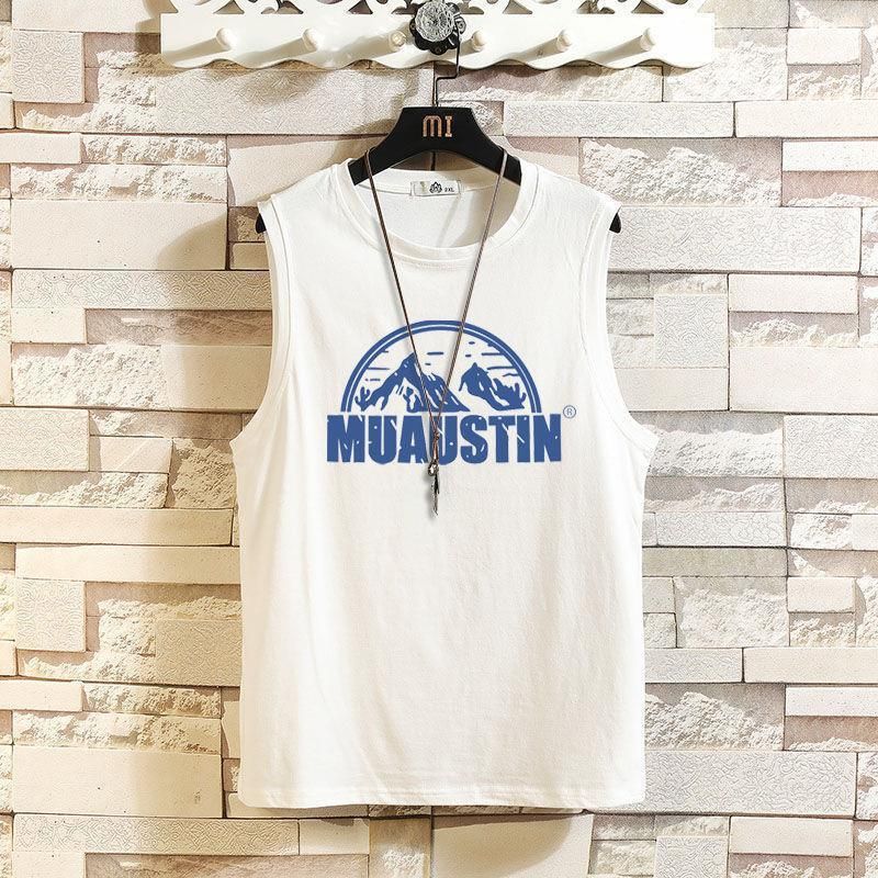 Top/Set Snow Mountain Printed Sleeveless Tank Top Set Men's T-shirt Summer Large Size 5/4 Shorts Casual Two Piece 12_voghion.com