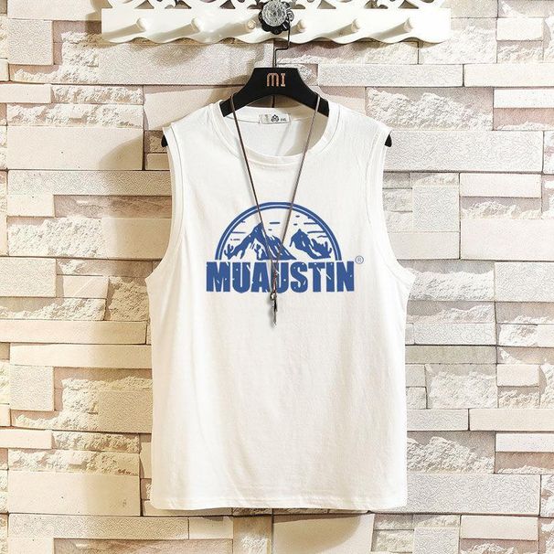 Top/Set Snow Mountain Printed Sleeveless Tank Top Set Men's T-shirt Summer Large Size 5/4 Shorts Casual Two Piece 12_voghion.com