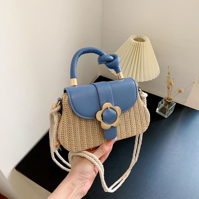 Dameveske Skulderveske Stråboksveske Enkel Mote Blomsterdekor Urban Trend Håndveske Dame Uformell Skulderveske_voghion.com
