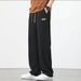 Ice silk pants for men in summer, thin casual loose straight wide leg pants, sleepwear, lightweight and elastic texture_voghion.com