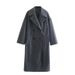 Women's clothing 2024 autumn and winter new item, loose collared double breasted long coat jacket_voghion.com